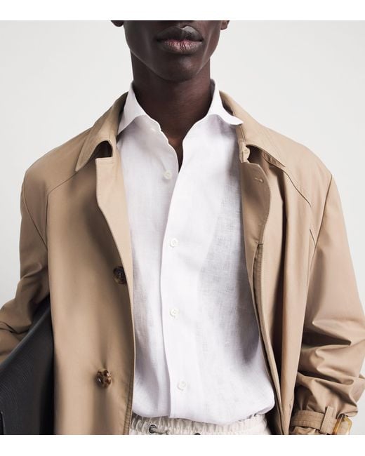 Pal Zileri White Linen Jacquard Shirt for men