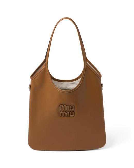 Miu Miu Brown Leather Ivy Tote Bag