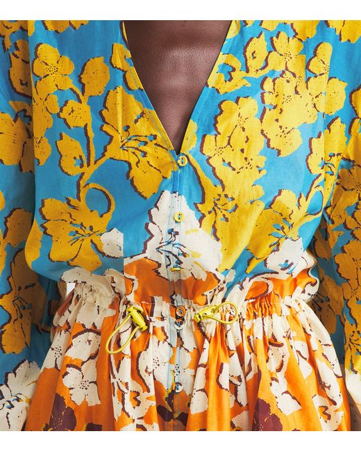ALÉMAIS Multicolor Cotton-Silk Floral Splice Mini Dress