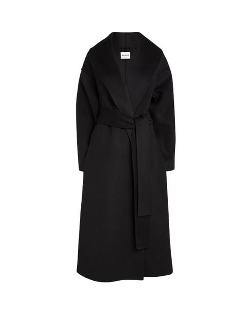 AEXAE Black Wool-Cashmere Wrap Coat