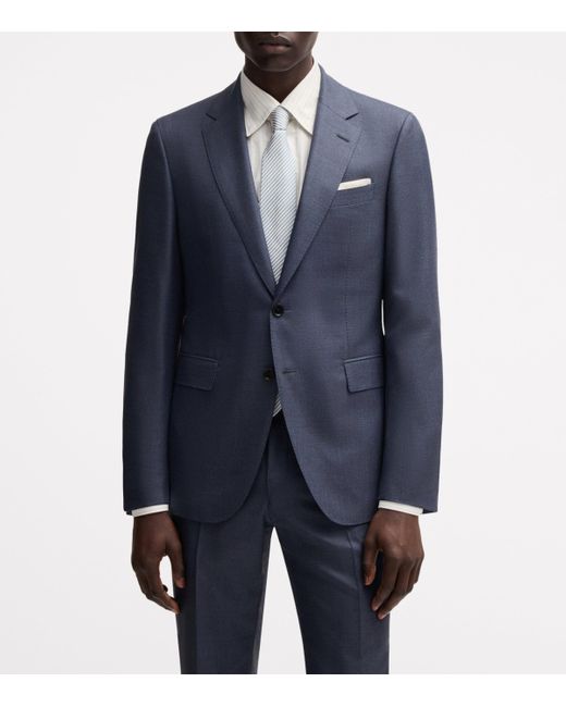 Boss Blue Virgin Wool-Silk 2-Piece Suit for men