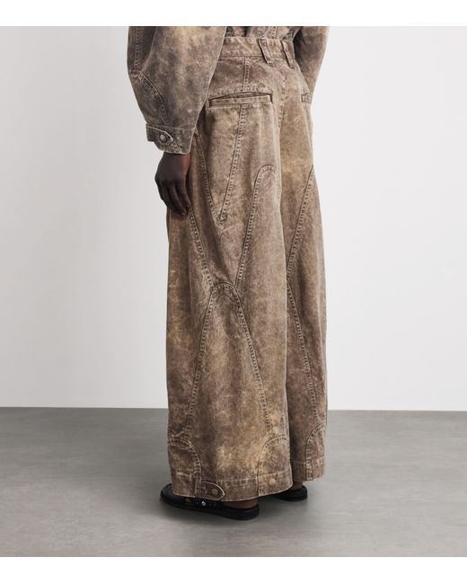 IM MEN Brown Cotton Elements Wide-Leg Trousers for men