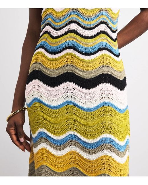 LaDoubleJ White Cotton Knitted Chevron Midi Dress