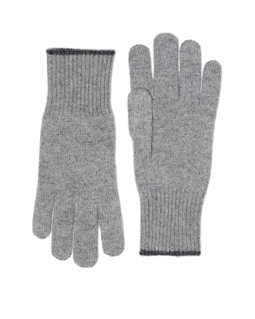 Brunello Cucinelli Gray Cashmere Gloves for men