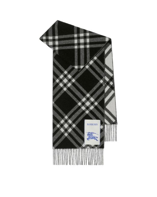Burberry Black Cashmere Check Scarf