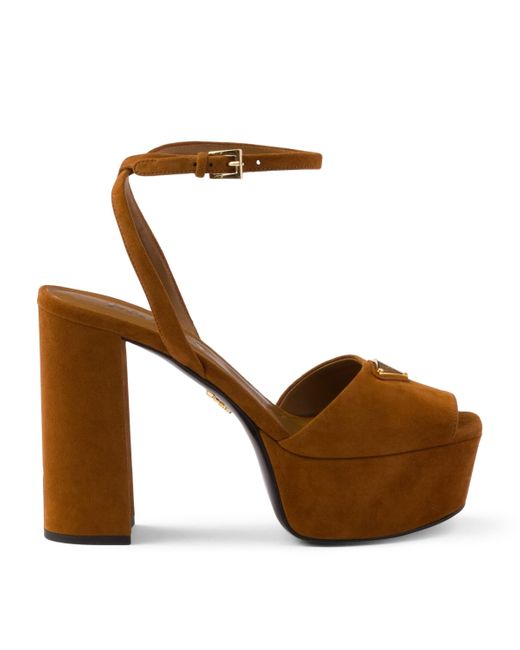 Prada Brown Suede Platform Sandals 115