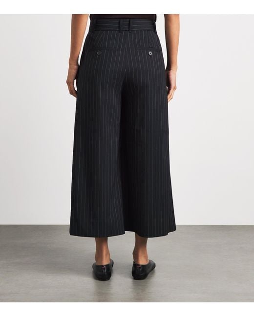 ME+EM Black Pinstripe Cropped Wide-Leg Trousers