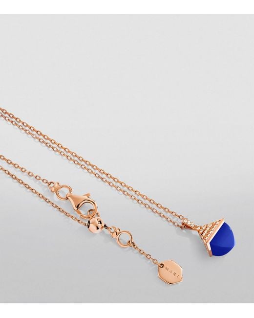 Marli New York White Mini, Diamond And Lapis Lazuli Cleo Rev Pendant Necklace