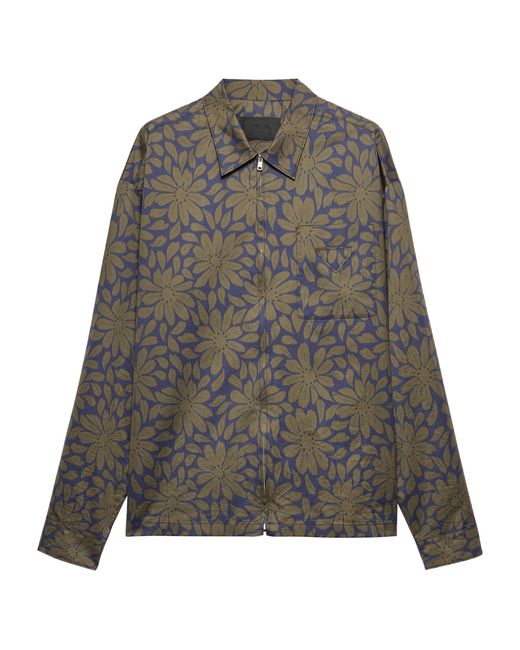 Prada Gray Cotton-Silk Zip-Up Shirt for men