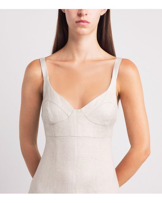 Toccin White Linen-Blend Arya Midi Dress