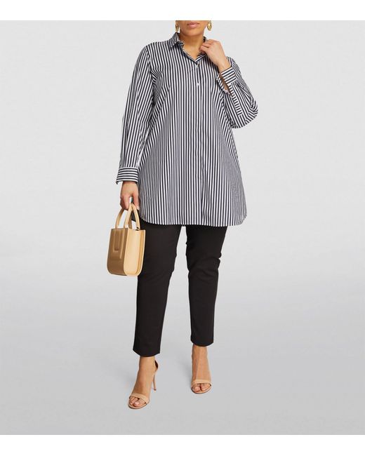 Marina Rinaldi Blue Twill Striped Tunic Shirt