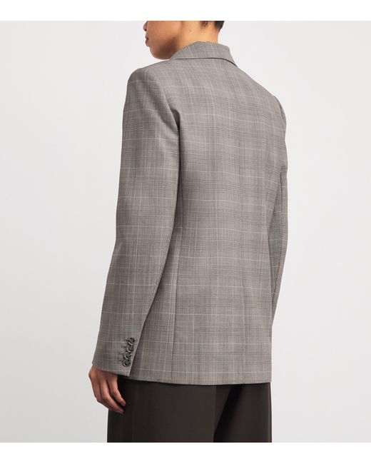 Maje Gray Wool-Blend Check Blazer