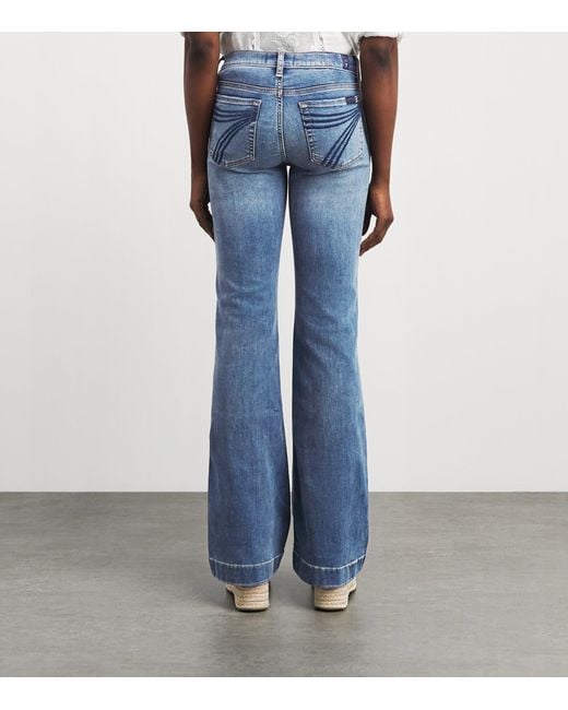 7 For All Mankind Blue Dojo Slim Illusion Flared Jeans