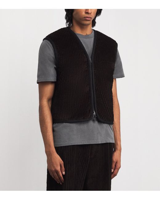 Our Legacy Black Corduroy Top Vest Zip-Up Gilet for men