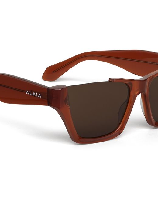 Alaïa Brown Acetate Square Sunglasses
