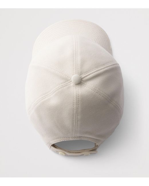 Prada Gray Cotton Piqué Logo Baseball Cap for men