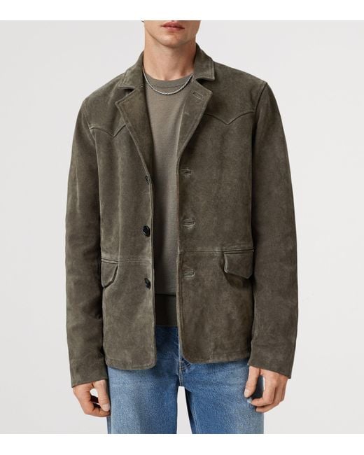 AllSaints Green Suede Hornett Blazer for men