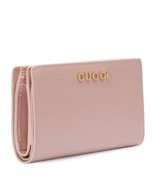 Gucci Pink Leather Script Wallet