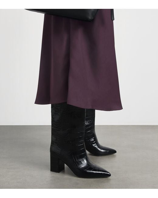 Claudie Pierlot Purple Satin Short-Sleeve Midi Dress