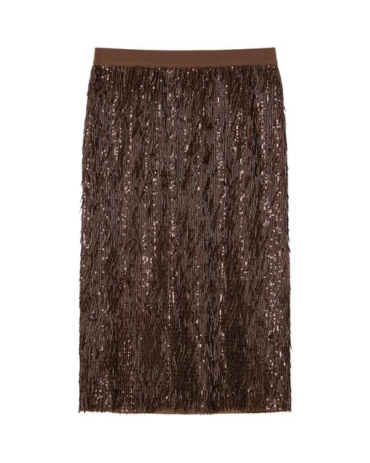 Marina Rinaldi Brown Embellished Midi Skirt