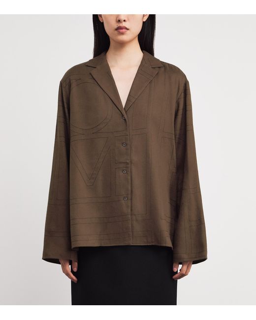 Totême  Brown Modal Flannel Monogram Shirt