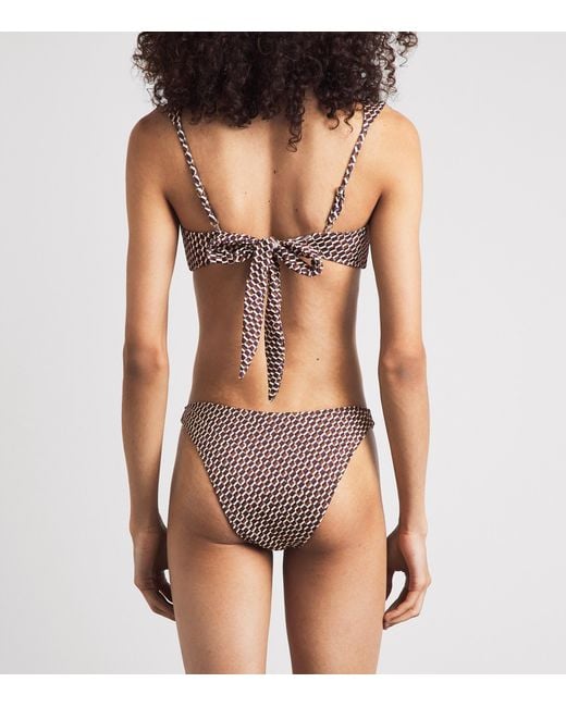 Away That Day Brown Geometric Print Cannes Bikini Top