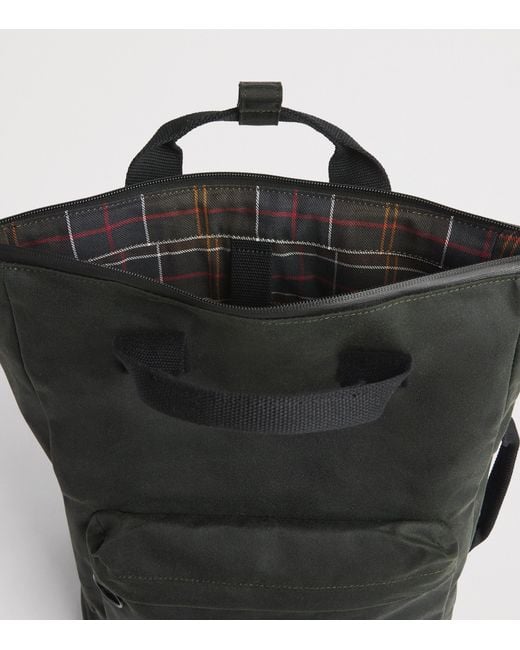 Barbour Black Waxed Cotton Field Backpack for men