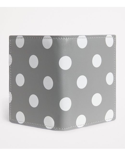 Comme des Garçons Gray Leather Polka-Dot Bifold Card Holder for men