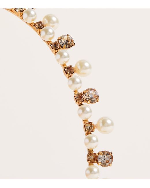 Jennifer Behr Natural Crystal And Pearl Embellished Corisande Tiara