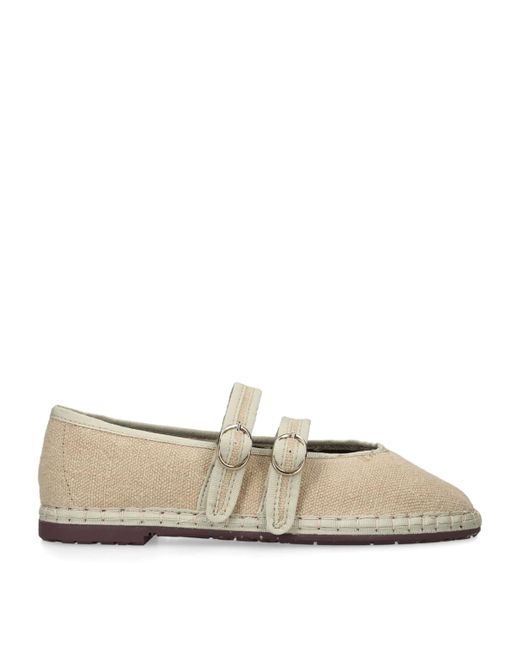 Flabelus Natural Linen-Blend Claire Mary Janes