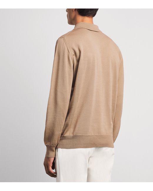 Eton of Sweden Natural Cotton Chevron-Knit Polo Sweater for men