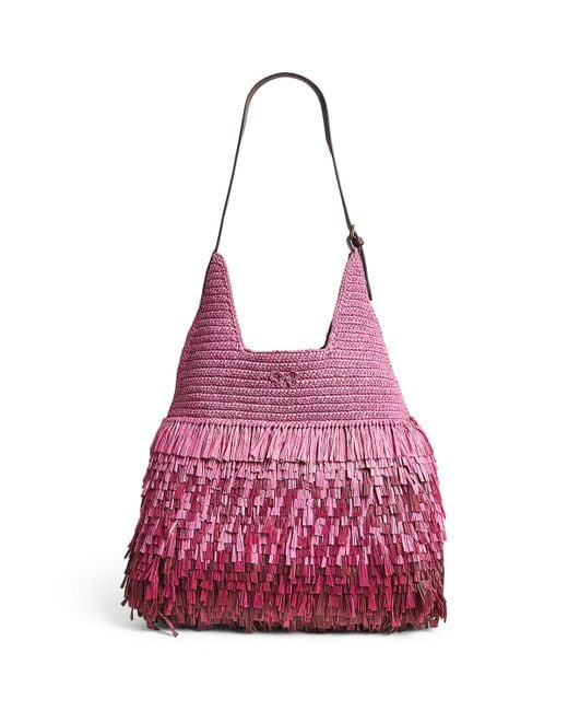 Anya Hindmarch Pink Straw Shag Tote Bag