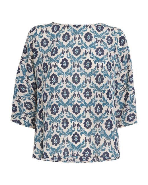 Weekend by Maxmara Blue Silk Printed Blouse