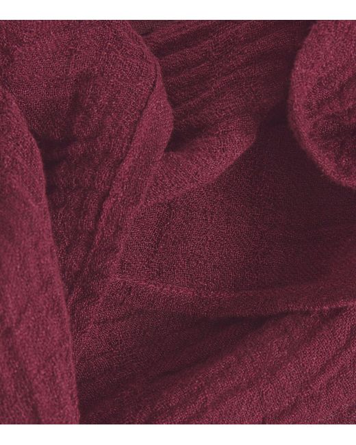 Eskandar Purple Linen-blend Textured Scarf