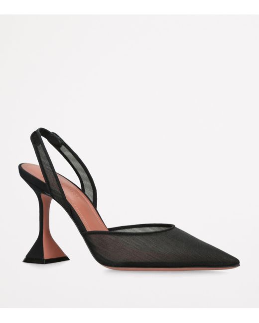AMINA MUADDI Black Mesh Holli Slingback Pumps 95