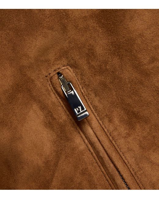 Pal Zileri Brown Suede Bomber Jacket for men