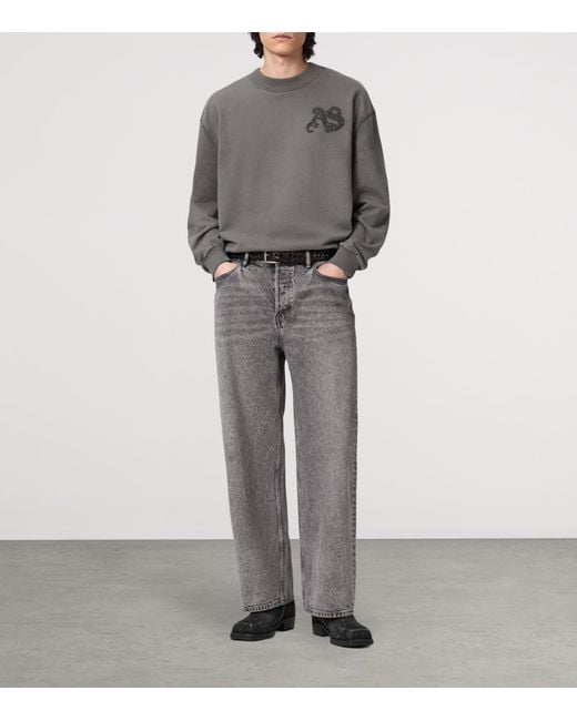 AllSaints Gray Organic Cotton Insignia Sweatshirt for men