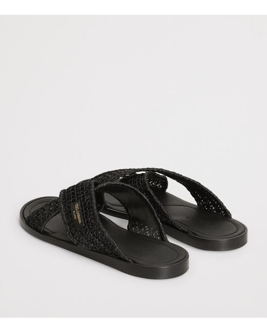 Dolce & Gabbana Black Woven Slides for men