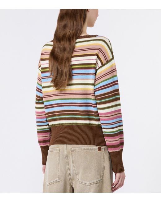 Weekend by Maxmara Multicolor Cotton Stripe Boat-Neck Sweater