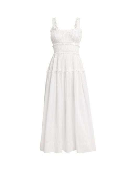 Doen White Organic Cotton Marianne Midi Dress