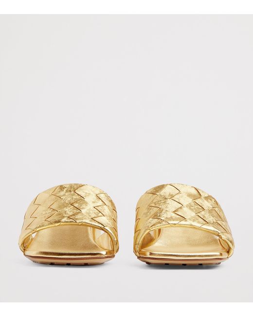 Bottega Veneta Natural Metallic Leather Parco Mules 45