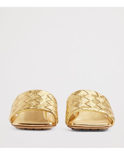 Bottega Veneta Natural Metallic Leather Parco Mules 45