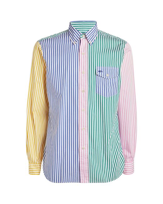 Polo Ralph Lauren Blue Cotton Colour-block Striped Shirt for men