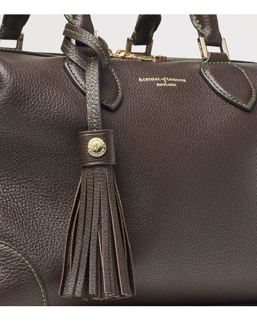 Aspinal Black Leather Midi The Hudson Bowling Bag