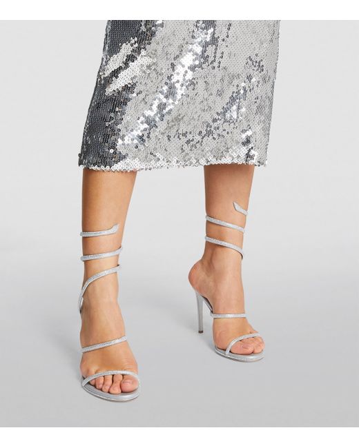 Rene Caovilla White Embellished Cleo Sandals 105