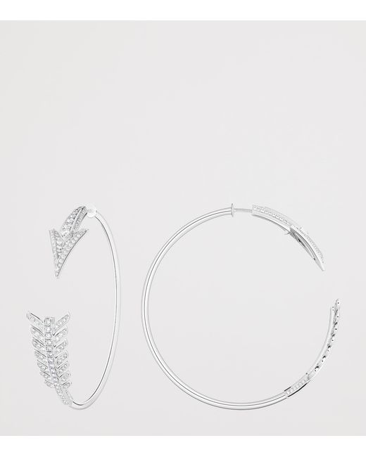 Boucheron White And Diamond Nature Triomphante Flèche Hoop Earrings