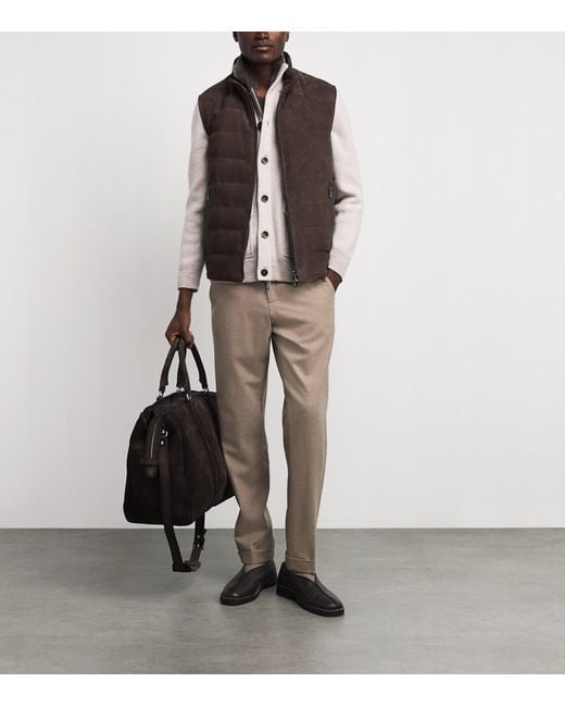 Corneliani Brown Reversible Suede Padded Gilet for men