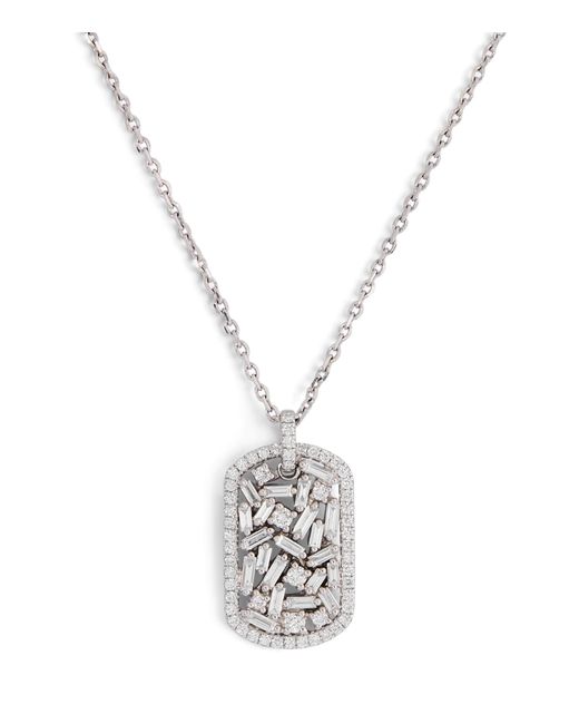 Suzanne Kalan Metallic And Diamond Medium Dog Tag Pendant Necklace