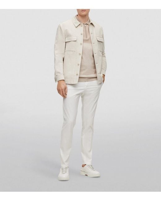 Boss White Cotton-Silk Polo Shirt for men