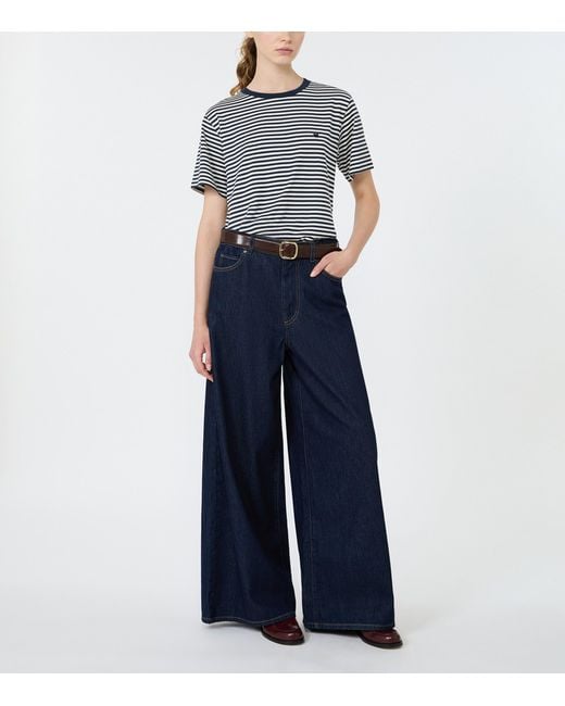 Weekend by Maxmara Blue Cotton Stripe T-Shirt